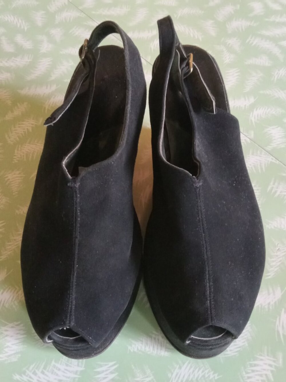 Rare Vintage 1940s french suede shoes platform swing zazou - Picture 2 of 10